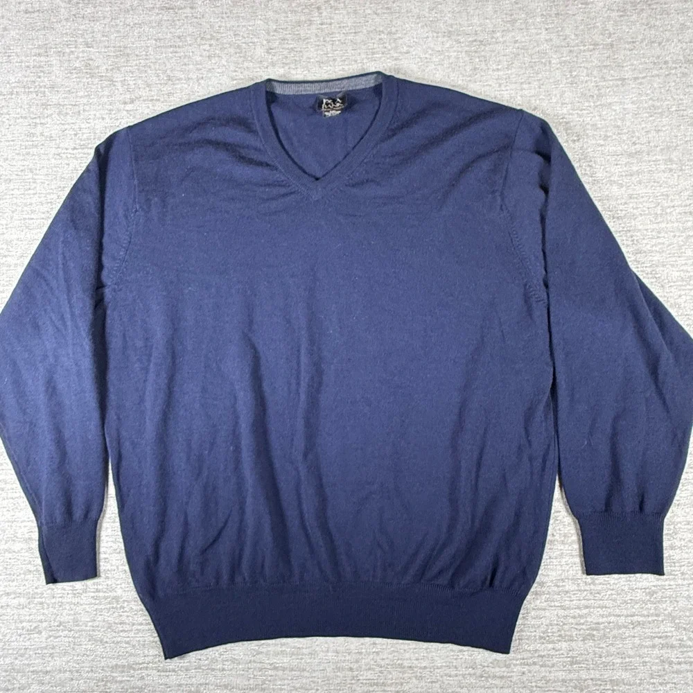 2 Pack Lot!  Jos. A. Bank V-Neck Sweater Mens XXL Navy Grey 100% Merino Wool